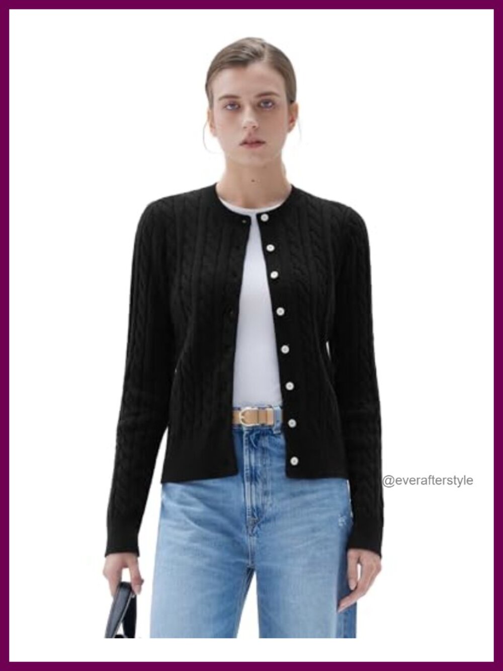 Cable Knit Cashmere Blend Chunky Button Up Cardigan